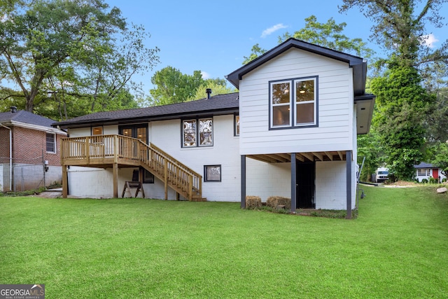 2805 Long Way, Decatur, GA 30032 - back of house with stairway, a yard, and a deck