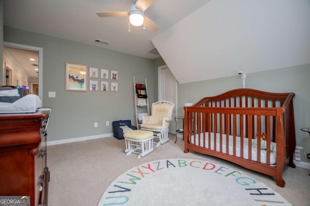 1745 Stripling Chapel Rd, Carrollton, GA 30116 - bedroom with visible vents, a ceiling fan, carpet, and baseboards