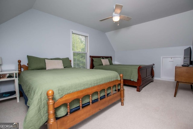 1745 Stripling Chapel Rd, Carrollton, GA 30116 - bedroom featuring a ceiling fan, carpet, and vaulted ceiling