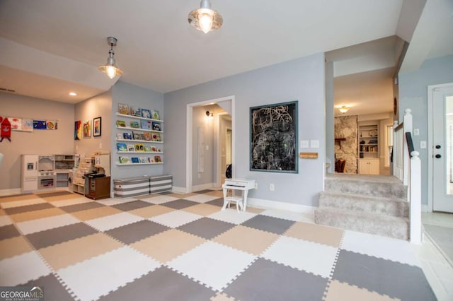 1745 Stripling Chapel Rd, Carrollton, GA 30116 - interior space with baseboards, recessed lighting, and stairway