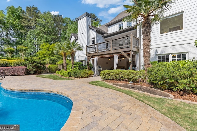 pool with a patio