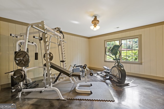 exercise room with visible vents