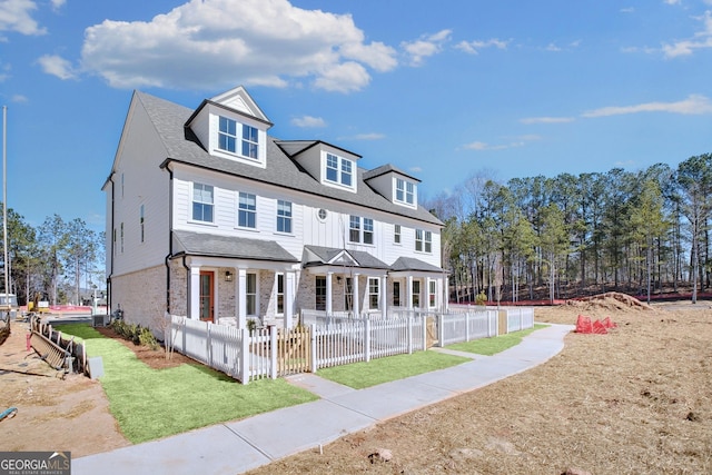208 Village Overlook Unit J3, Canton, GA 30114 - view of front facade with a fenced front yard and a shingled roof