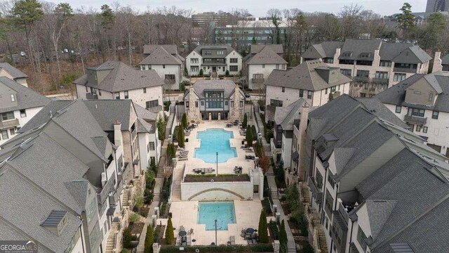 bird's eye view with a residential view