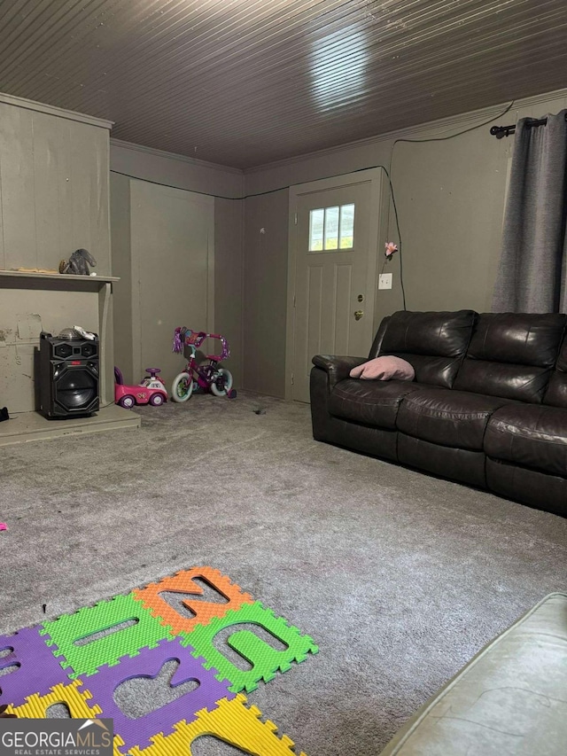 living room featuring carpet flooring