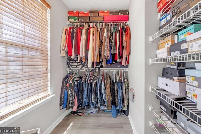 spacious closet with wood finished floors
