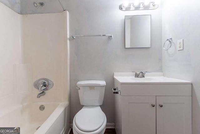 5723 Fieldstone Dr, Lithonia, GA 30038 - bathroom featuring toilet, vanity, and shower / washtub combination