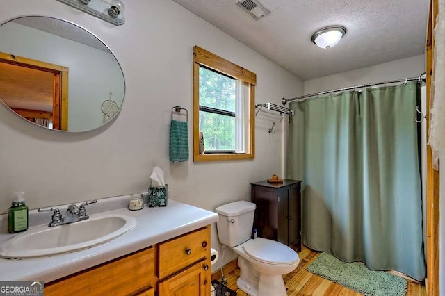 428 Gibbs Rd, Blairsville, GA 30512 - bathroom with vanity, wood finished floors, and a shower with shower curtain