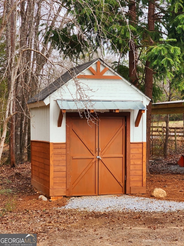 view of shed