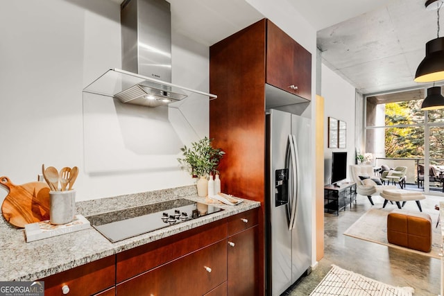 130 Arizona Ave NE Unit 104, Atlanta, GA 30307 - kitchen with stainless steel appliances, wall chimney range hood, concrete flooring, and a sink