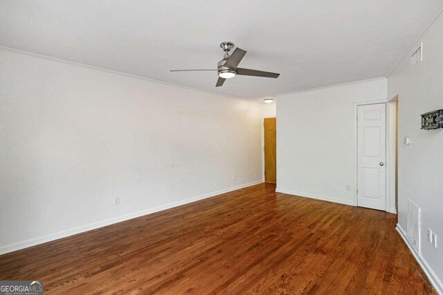 120 Alden Ave NW Unit C3, Atlanta, GA 30309 - spare room with a ceiling fan, visible vents, wood finished floors, baseboards, and ornamental molding