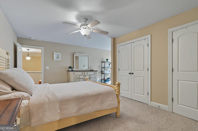 229 Old Plantation Trl NW, Milledgeville, GA 31061 - carpeted bedroom with a closet, a ceiling fan, and baseboards
