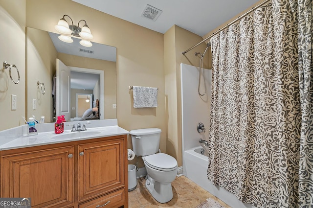 229 Old Plantation Trl NW, Milledgeville, GA 31061 - full bath with visible vents, shower / tub combo with curtain, toilet, and vanity