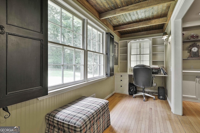 159 May Ln, Zebulon, GA 30295 - office area with wooden ceiling, light wood finished floors, and beam ceiling