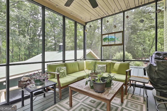159 May Ln, Zebulon, GA 30295 - sunroom / solarium with ceiling fan and outdoor lounge area