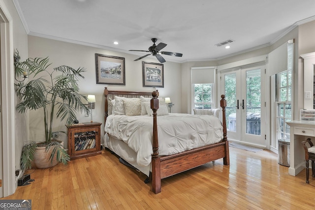 159 May Ln, Zebulon, GA 30295 - bedroom with access to outside, visible vents, french doors, and light wood-type flooring