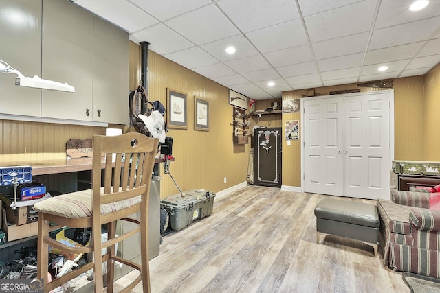 159 May Ln, Zebulon, GA 30295 - workout area with baseboards, recessed lighting, light wood-style flooring, and a paneled ceiling