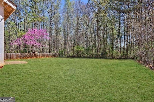 1045 Forest Path, Stone Mountain, GA 30088 - fenced backyard with a wooded view