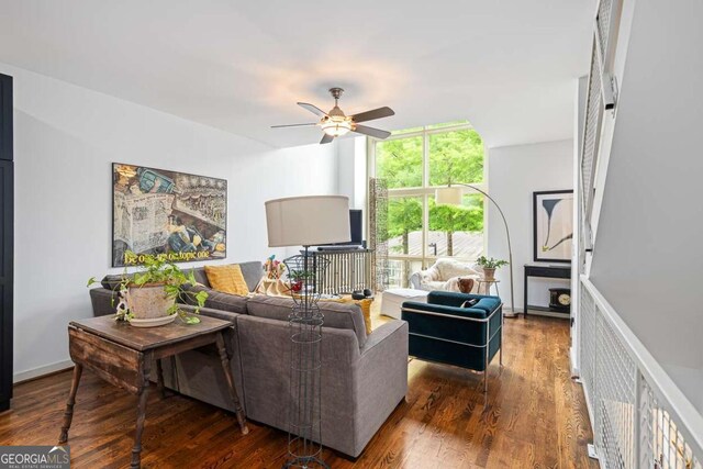 1346 Peter Haughton Way NW, Atlanta, GA 30318 - living area with ceiling fan and wood finished floors