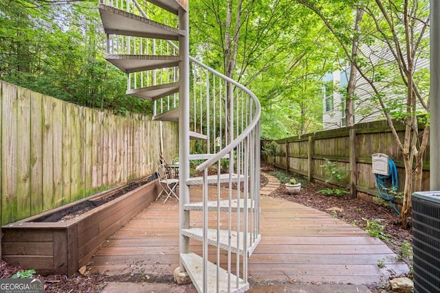 1346 Peter Haughton Way NW, Atlanta, GA 30318 - wooden deck with fence, stairs, and central AC unit
