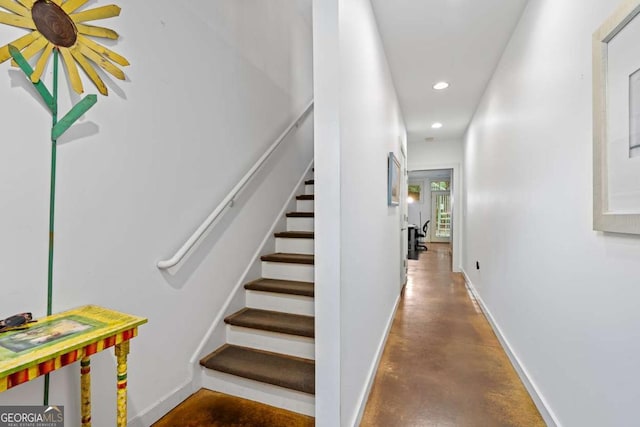 1346 Peter Haughton Way NW, Atlanta, GA 30318 - staircase with recessed lighting, concrete floors, and baseboards