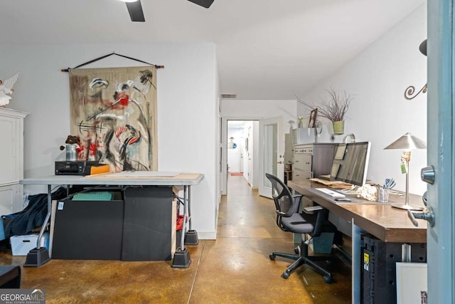 1346 Peter Haughton Way NW, Atlanta, GA 30318 - office area featuring concrete floors and a ceiling fan