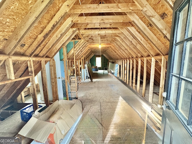 view of unfinished attic