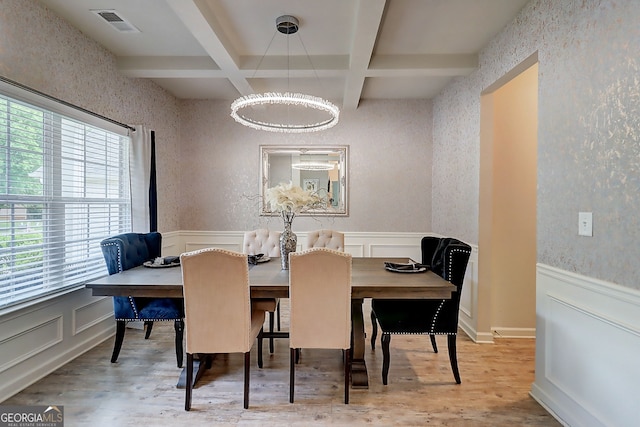 5601 Savannah River Rd, Atlanta, GA 30349 - dining room with plenty of natural light, coffered ceiling, and beamed ceiling