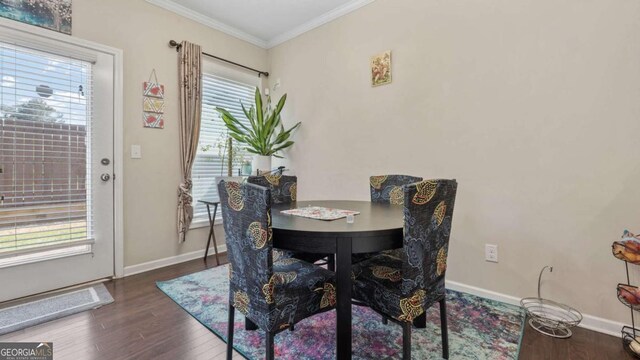 1155 Hampton Oaks Dr, Alpharetta, GA 30004 - dining room with baseboards, ornamental molding, and wood finished floors