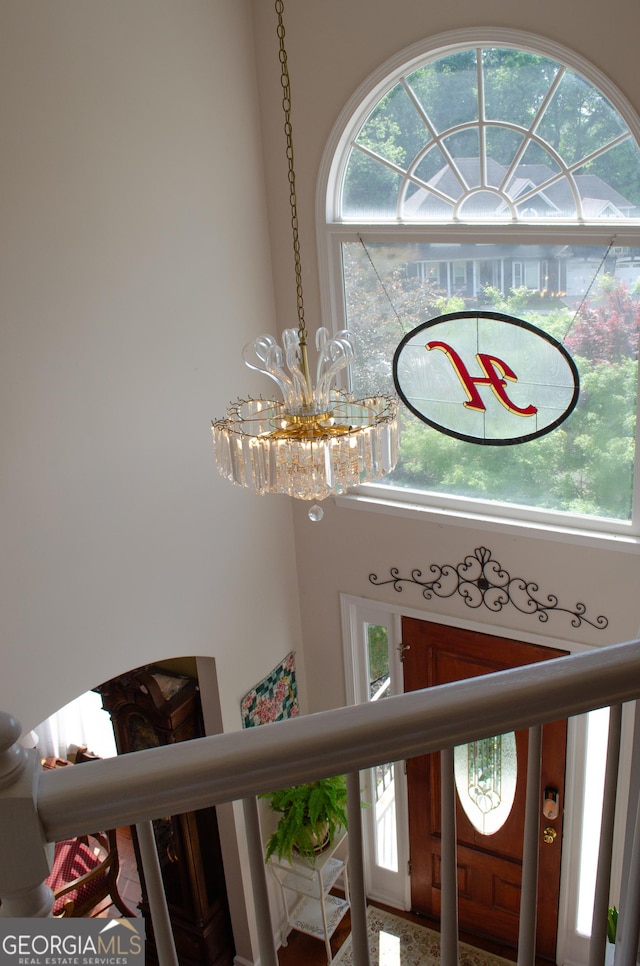 details with a chandelier