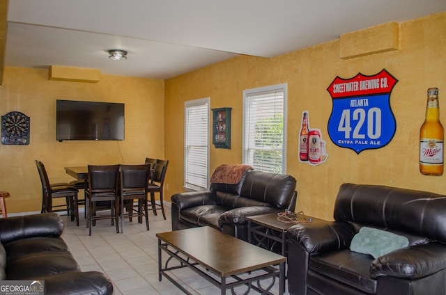 view of tiled living room