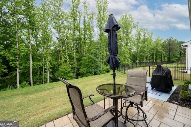 109 Aspen Way, Dallas, GA 30157 - view of patio / terrace featuring area for grilling and fence