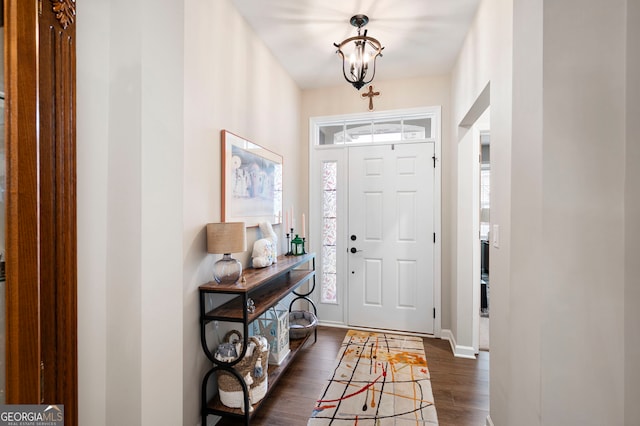 109 Aspen Way, Dallas, GA 30157 - entrance foyer with baseboards and dark wood-style floors