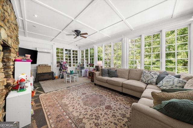 45 Michelle Cir NE, Atlanta, GA 30342 - sunroom / solarium featuring coffered ceiling, french doors, and a wall mounted AC