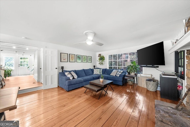 45 Michelle Cir NE, Atlanta, GA 30342 - living room featuring light wood finished floors and a ceiling fan
