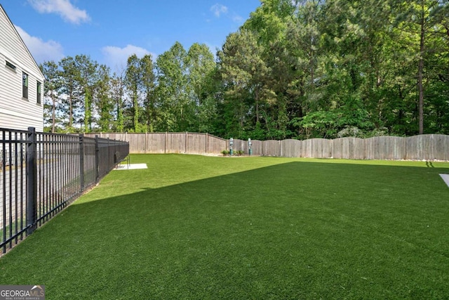 view of yard featuring a fenced backyard