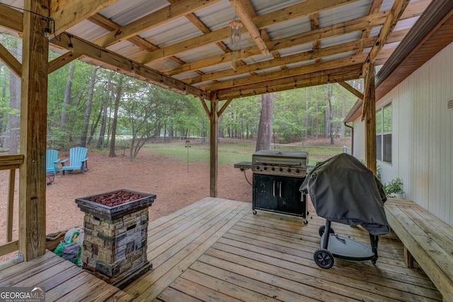deck featuring grilling area