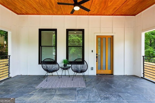 view of patio / terrace featuring a ceiling fan