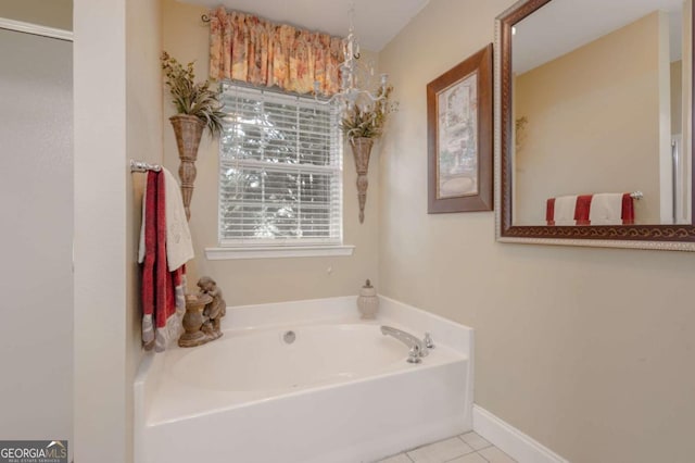 full bath featuring tile patterned flooring and a bath