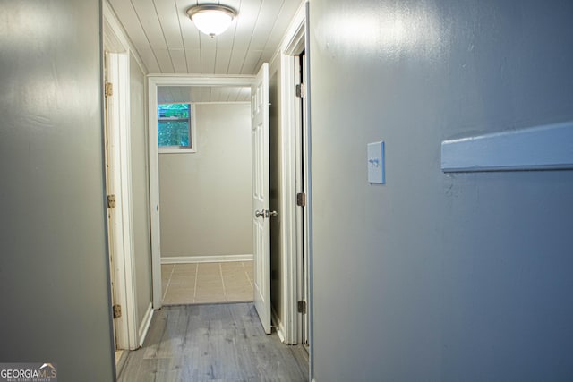 hall with light wood-style flooring