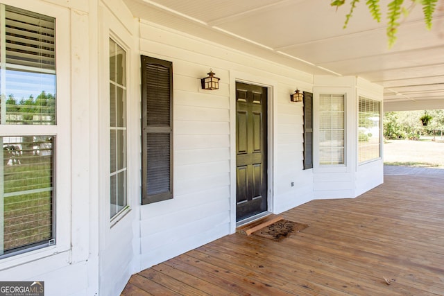 wooden deck with covered porch