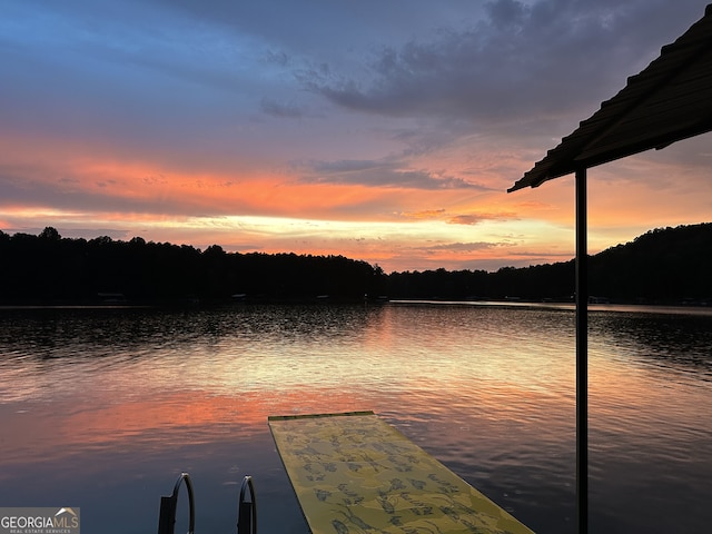 view of dock featuring a water view