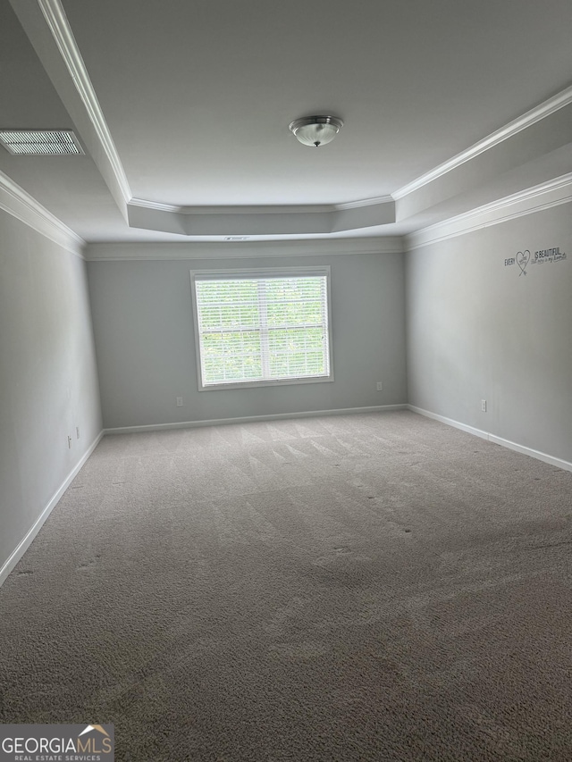 1124 Pebble Creek Ln, Locust Grove, GA 30248 - carpeted empty room featuring ornamental molding, a raised ceiling, baseboards, and visible vents
