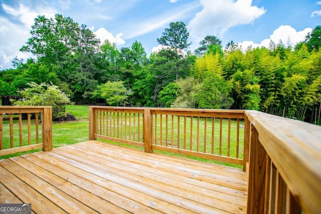 6213 Cherry Ln, Douglasville, GA 30134 - wooden deck featuring a yard