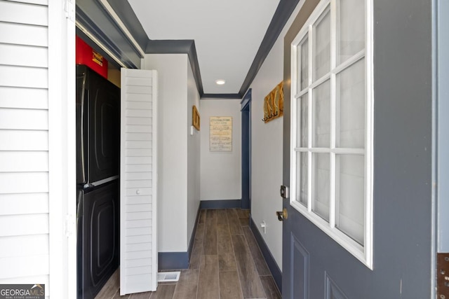 1601 Arrowhead Rd, Greensboro, GA 30642 - hallway featuring crown molding, baseboards, recessed lighting, and wood finished floors
