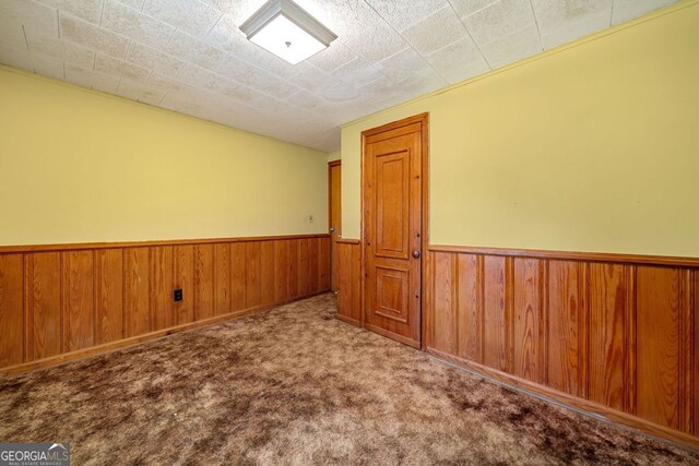 3011 Refuge Rd, Jasper, GA 30143 - unfurnished room with carpet floors, wooden walls, and a wainscoted wall