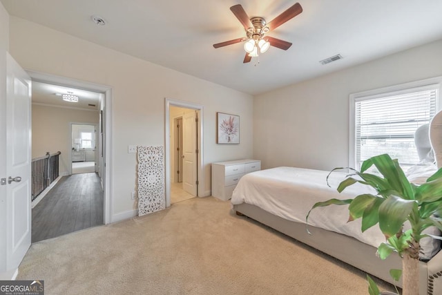197 Hickory Pointe Dr, Acworth, GA 30101 - bedroom with light carpet and ceiling fan