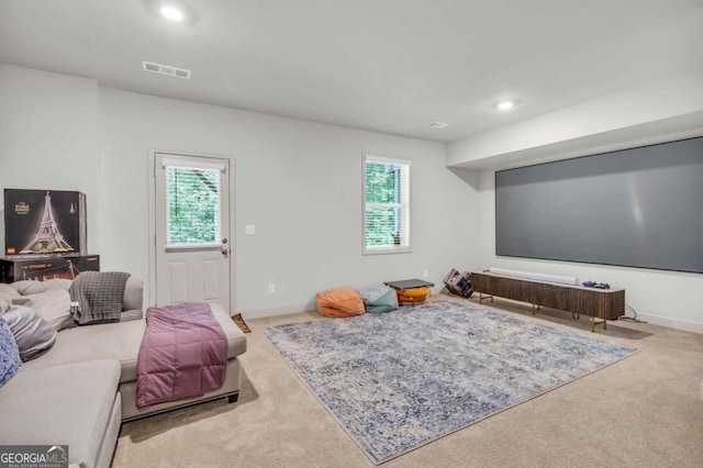3493 Monarch Ave, Duluth, GA 30096 - home theater room featuring plenty of natural light, recessed lighting, and carpet