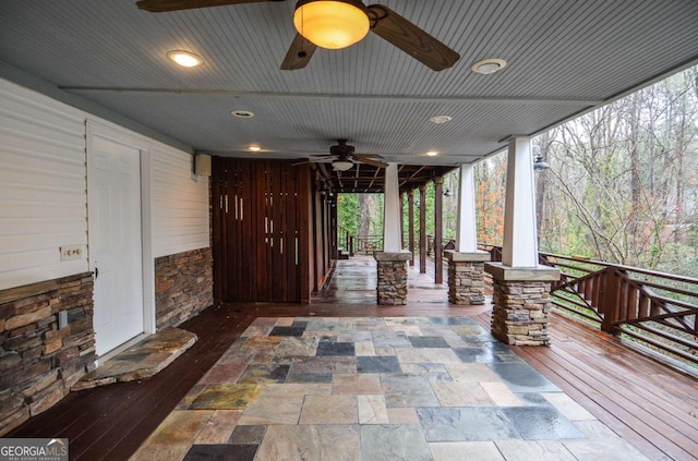 view of patio with ceiling fan