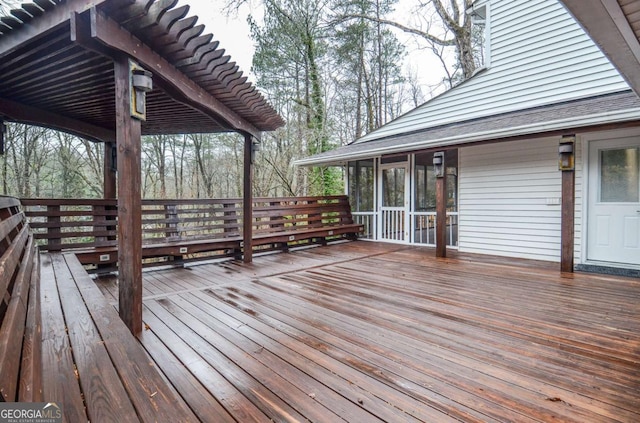 deck featuring a sunroom